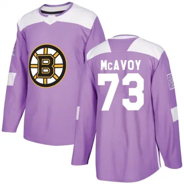 Purple Men's Charlie McAvoy Authentic Boston Bruins Fights Cancer Practice Jersey