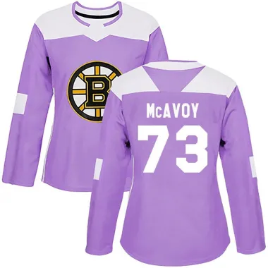 Purple Women's Charlie McAvoy Authentic Boston Bruins Fights Cancer Practice Jersey